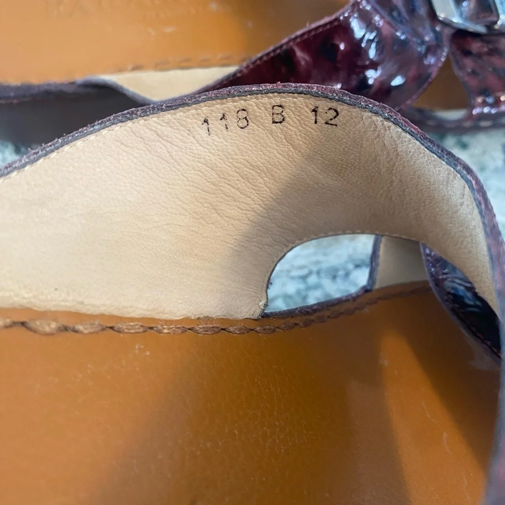 Farasha Burgundy Embossed Leather Slide SZ 12
